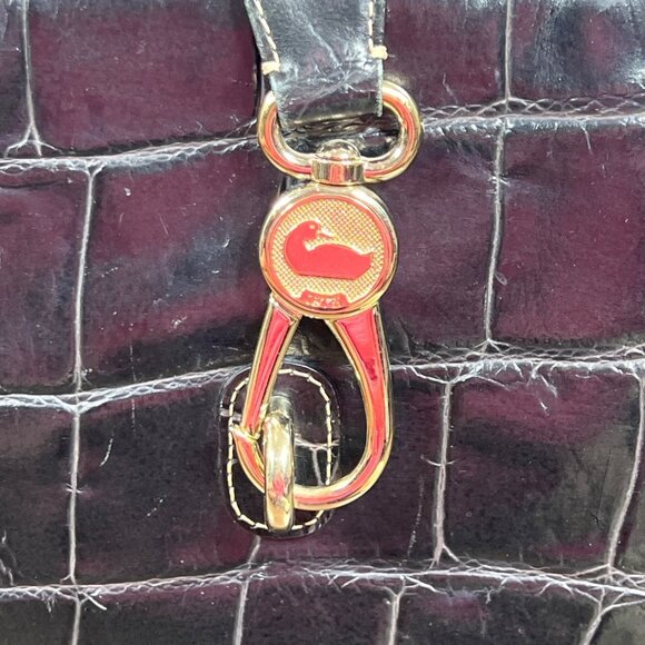 VINTAGE DOONEY & BOURKE Crocodile Embossed Leather Tote Black J6304318 - Picture 3 of 16